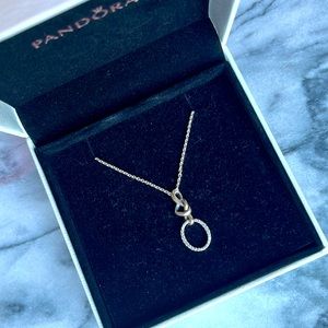 Pandora Silver Infinity Heart Knot O Necklace